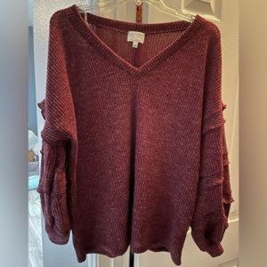 Puffy sleeve v‎ neck top